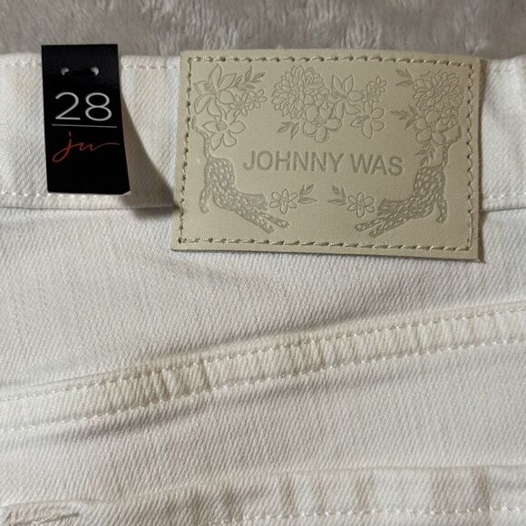 Johnny Was Marseille Baby Boot Ankle Crop Jeans White Women's Size 28 NWT - Picture 15 of 16